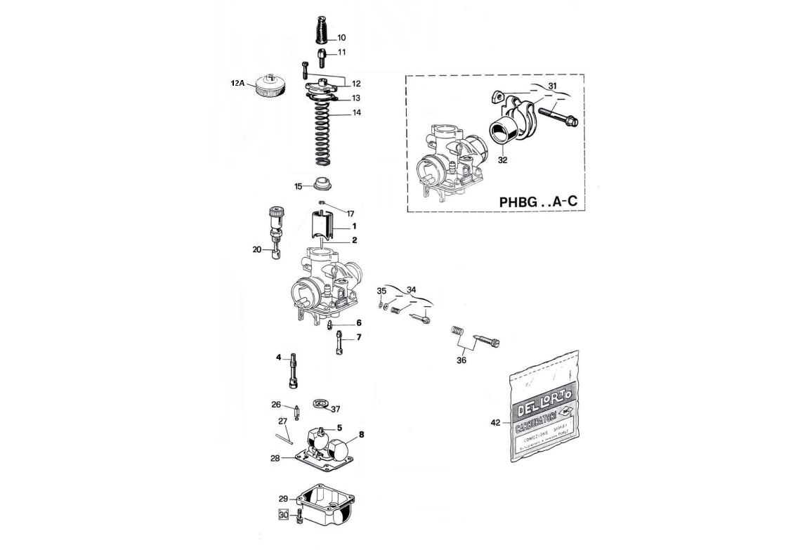 Exploded view Pièces carburateur Dell'orto PHBG 19 AS (Cod. 2506)