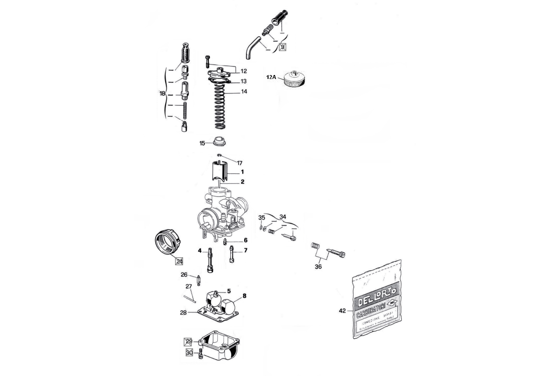 Exploded view Pièces carburateur Dell'orto PHBG 19 BD (Cod. 2594)