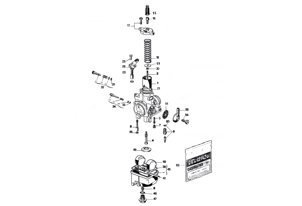 Exploded view Pièces carburateur Dell'orto PHBL 25 BS (Cod. 2731)