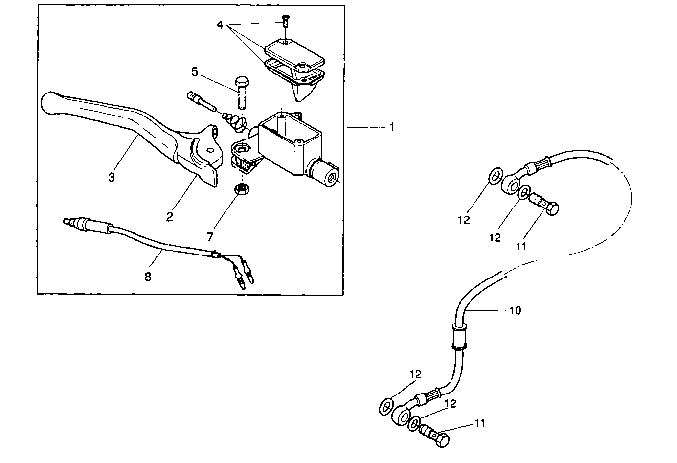 Exploded view Main brake cylinder front
