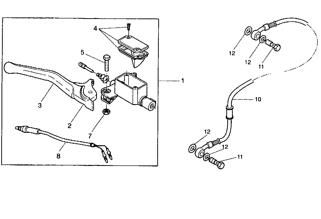 Exploded view Main brake cylinder front