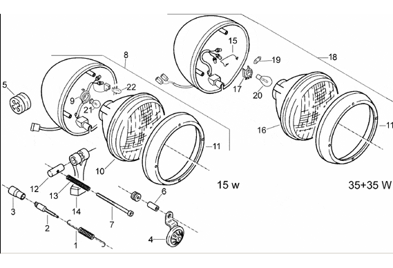 Exploded view Headlight - indicator front