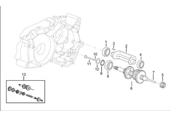 Exploded view Primary shaft (4 speed)