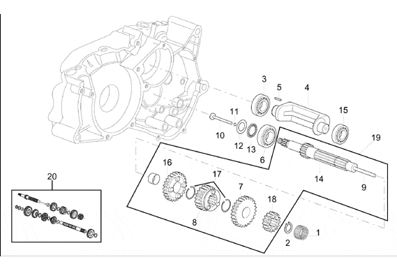 Exploded view Primary shaft (5 speed)