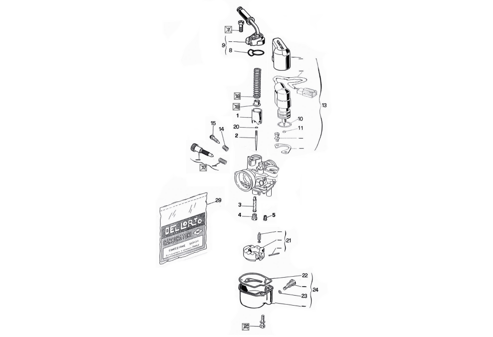 Exploded view Carburateuronderdelen Dell'Orto (8424) - Cilinderpakkingset