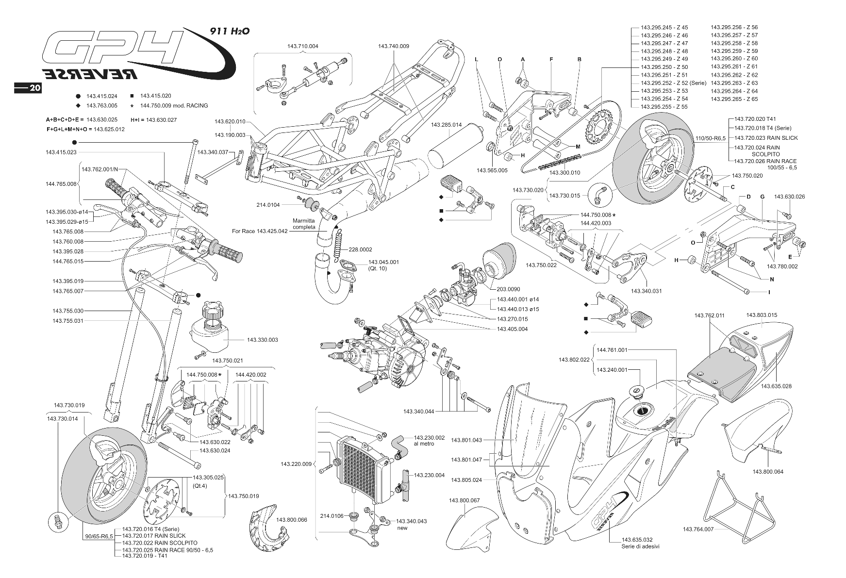 Exploded view Chassis - Engine parts