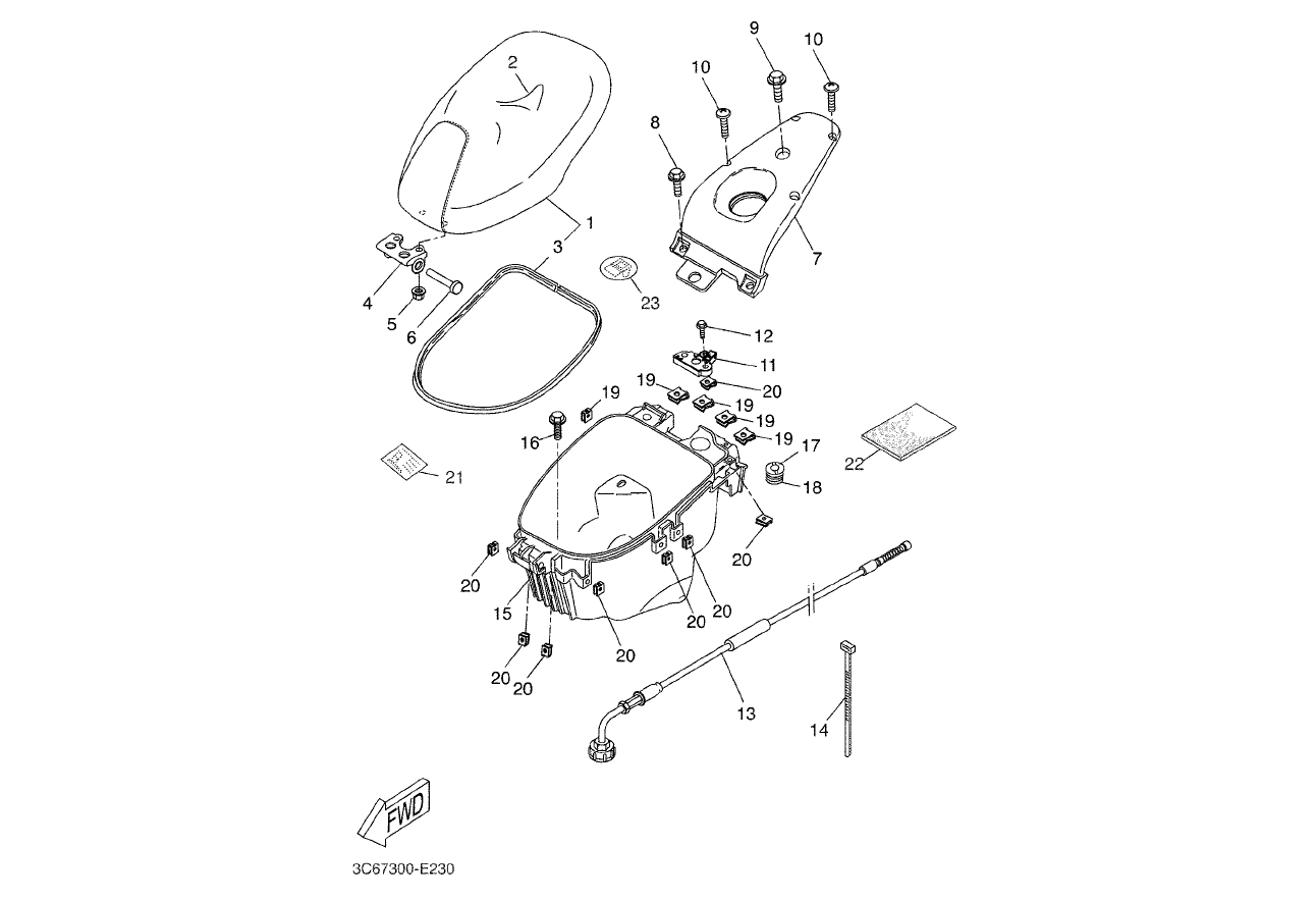 Exploded view Selle - Coffre selle