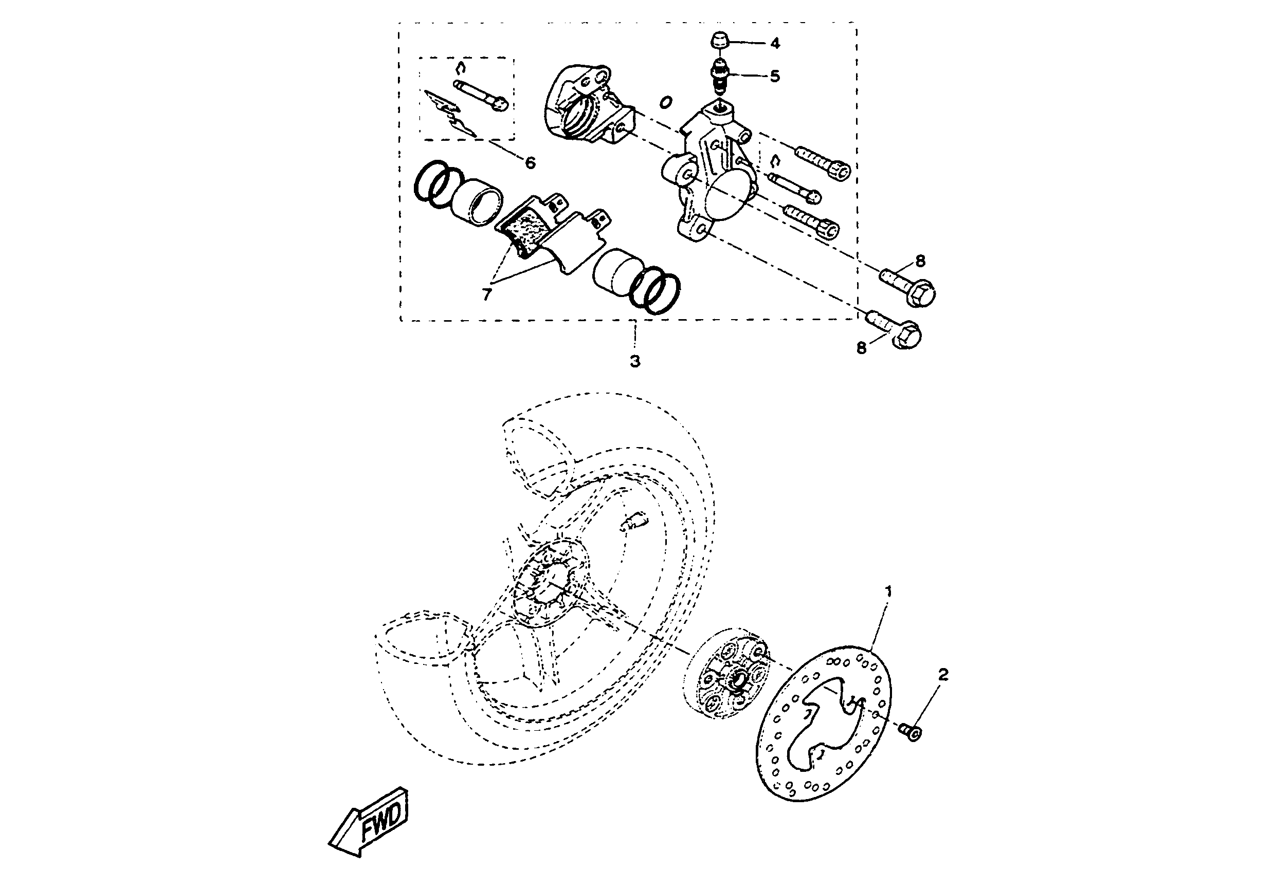 Exploded view Remklauw achter