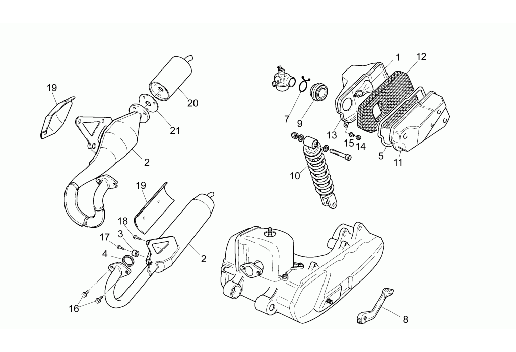 Exploded view Uitlaat