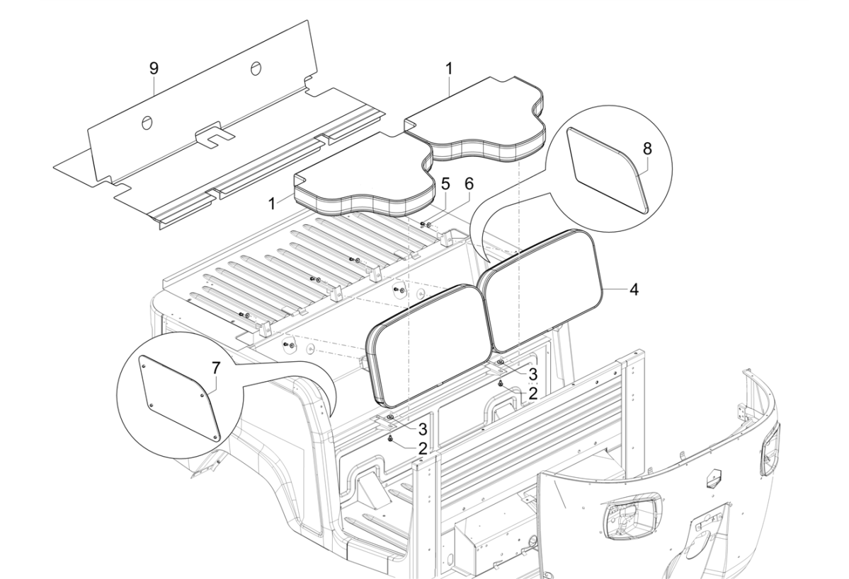 Exploded view Buddyseat - Rugsteun achter 