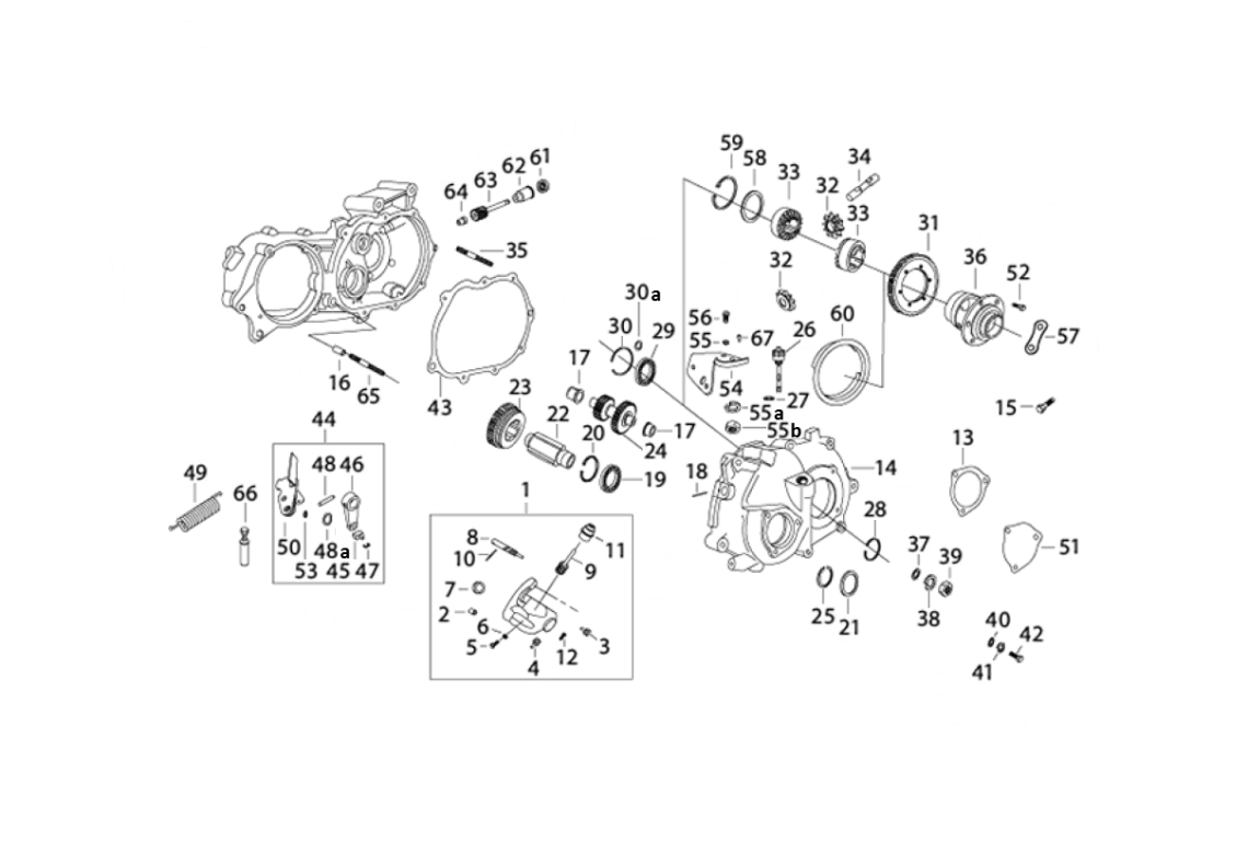 Exploded view Cardan joint