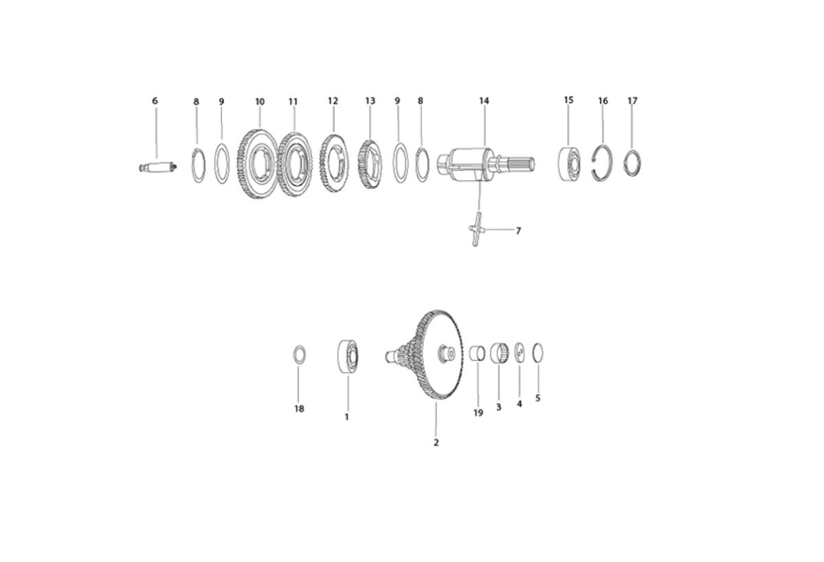 Exploded view Gear-box components
