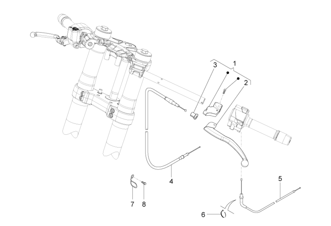 Exploded view Clutch lever - clutch cable