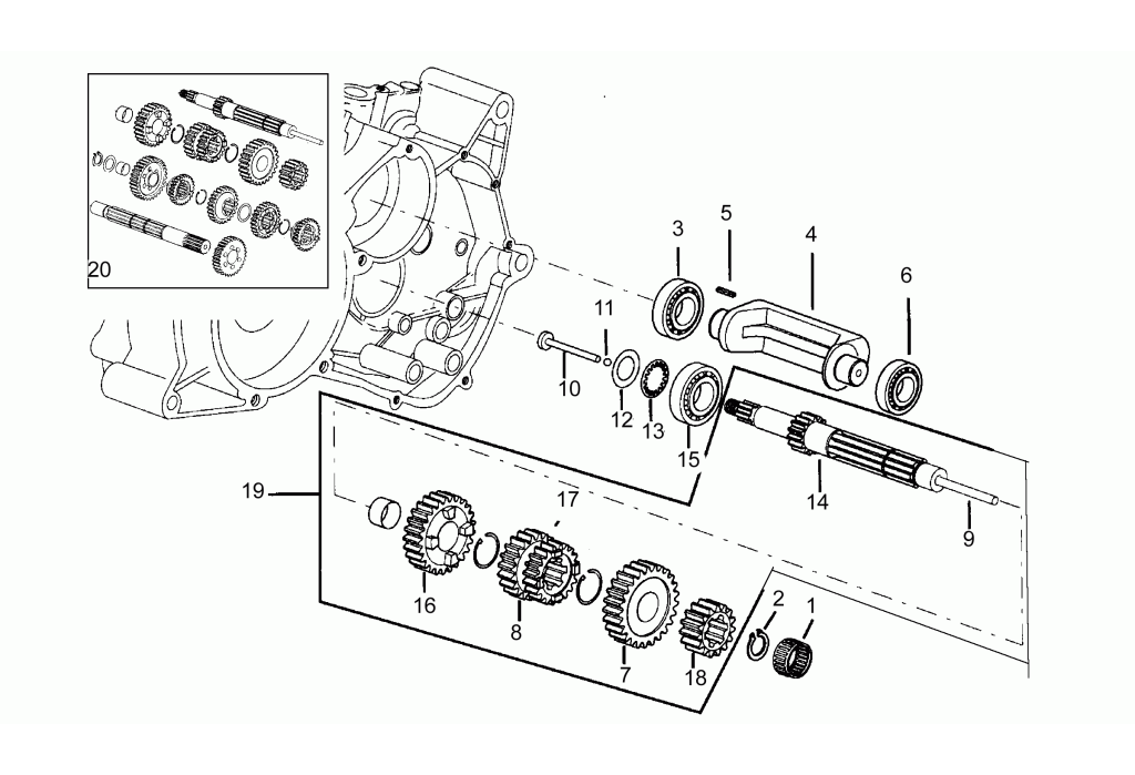 Exploded view Primaire tandwielas