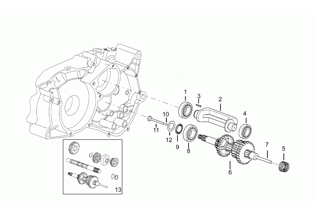 Exploded view Primary gear shaft