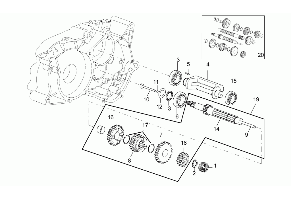 Exploded view Primary shaft (5 speed)