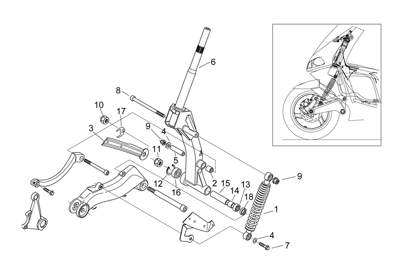 Exploded view Guidon- Amortisseur avant