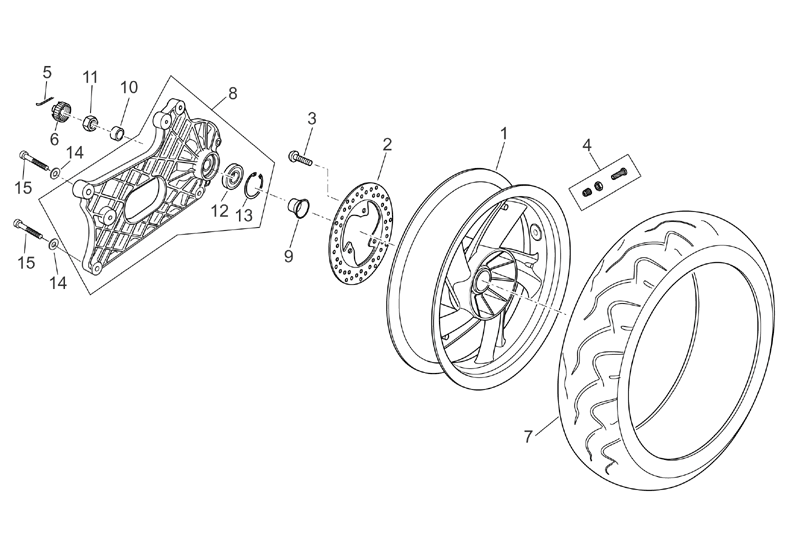 Exploded view Rear wheel