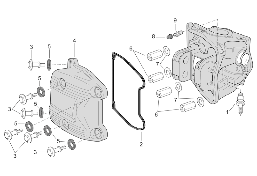 Exploded view Valve Cover (Ext.Thermostat)