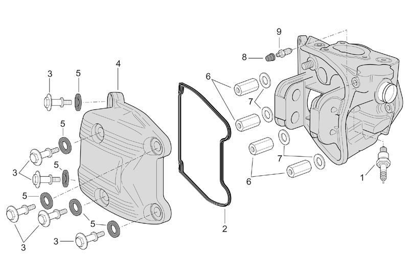 Exploded view Coiffe cylindre (thermostat extérieur)