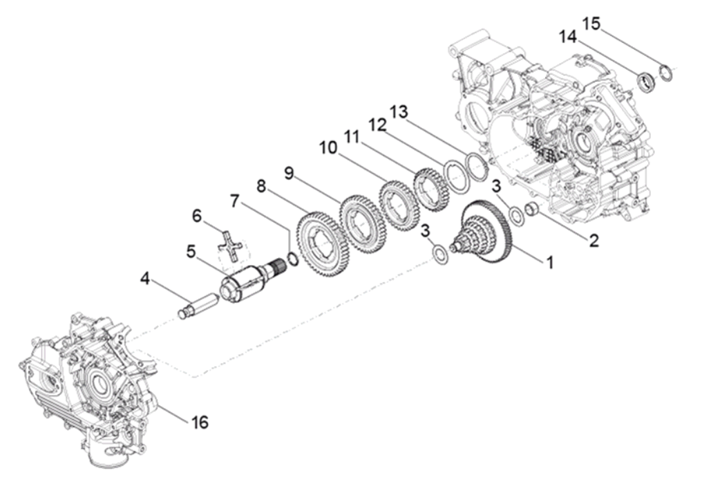 Exploded view Gear-box Components