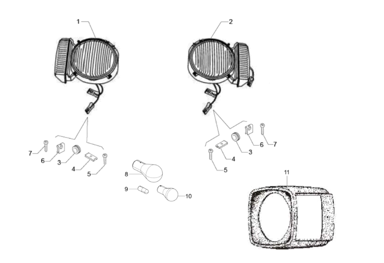 Exploded view Headlight - Indicator front