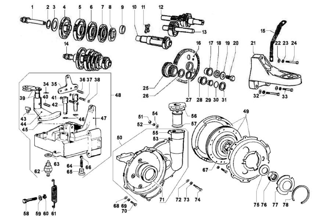 Exploded view Gear-box Components