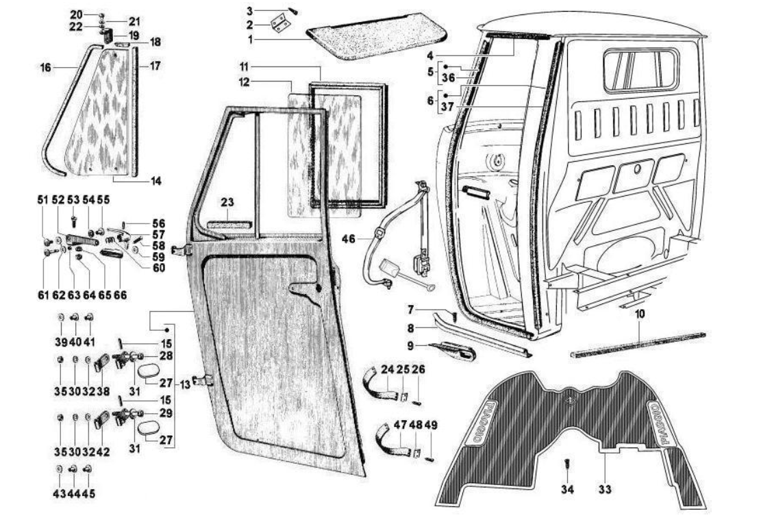 Exploded view Cabine - Portes