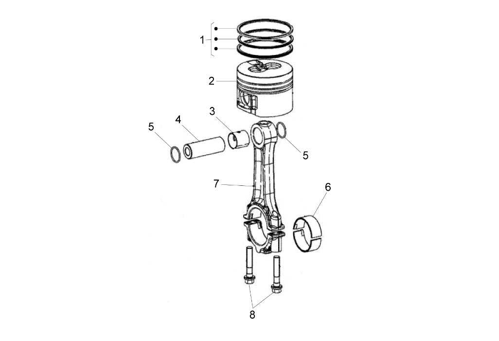 Exploded view Piston