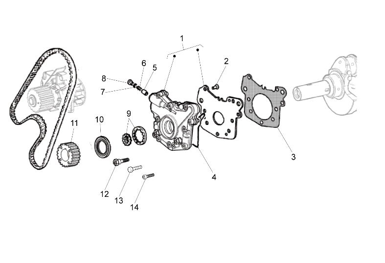 Exploded view Oil pump