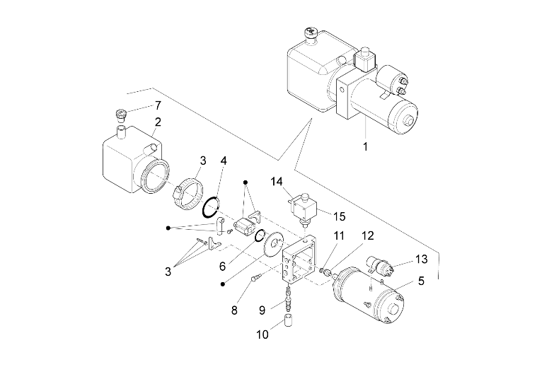 Exploded view Pump (Tilting system)