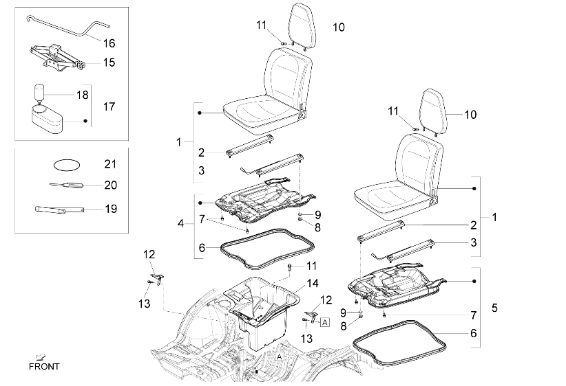 Exploded view Asiento biplaza