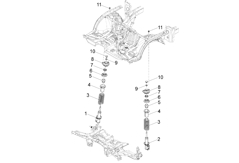 Exploded view Guidon - Amortisseur avant