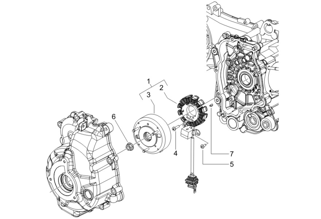 Exploded view Ignition  - ignition coil - starter motor
