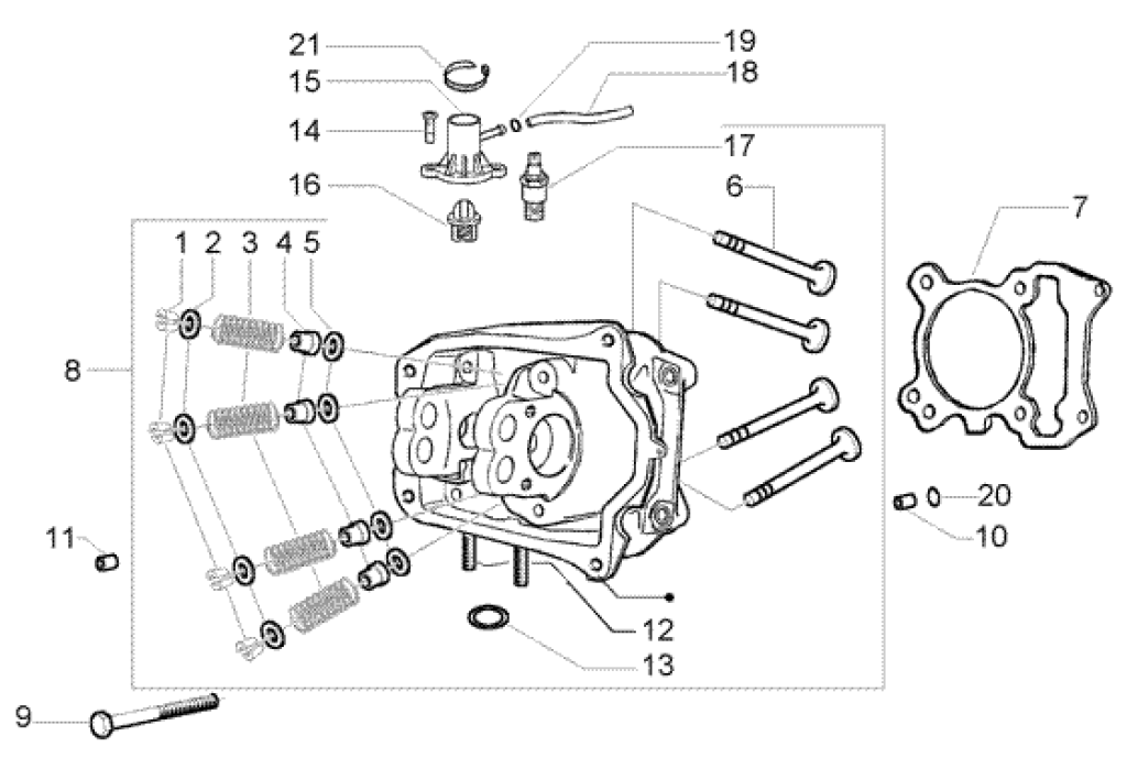 Exploded view Cylinder head - valve