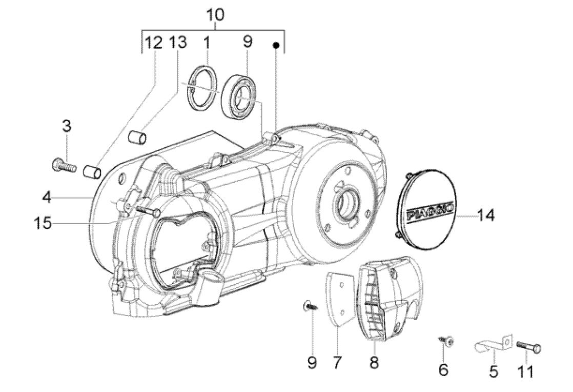 Exploded view Transmission case