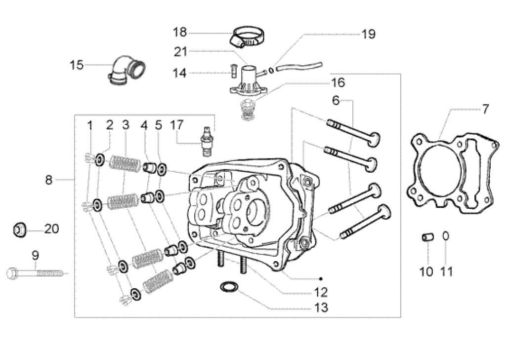 Exploded view Cylinder head - valve