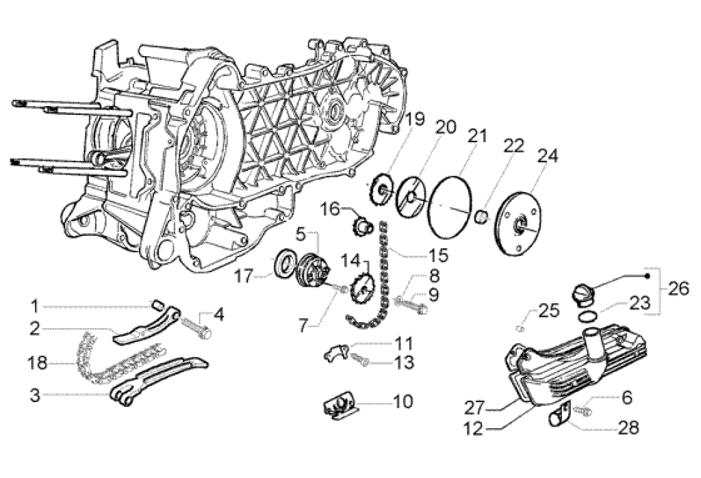 Exploded view Oil pump - Timing chain
