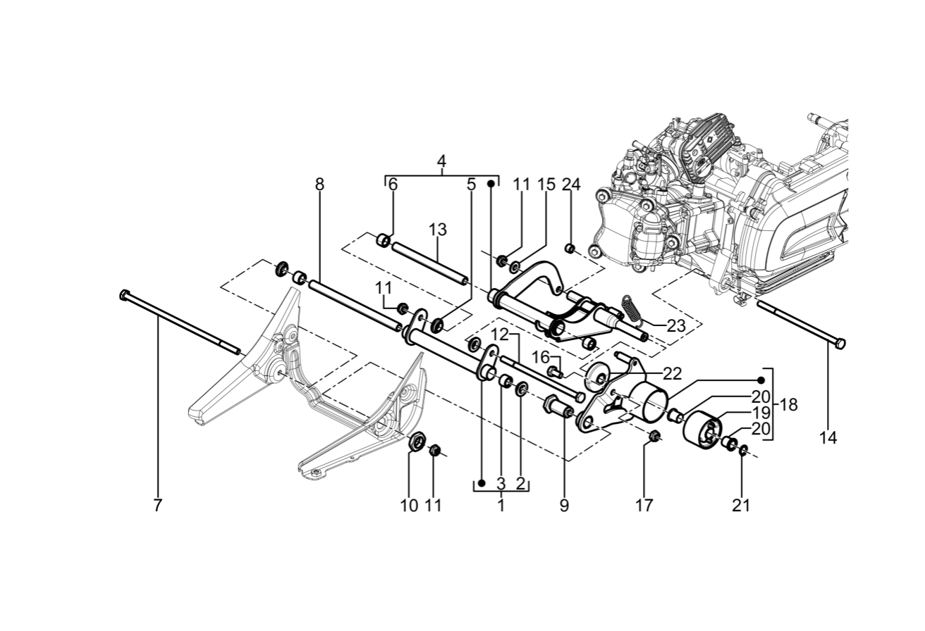 Exploded view Swingarm 