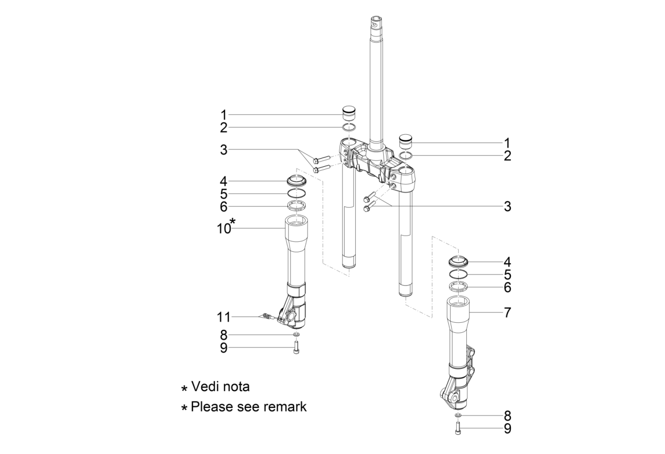 Exploded view Front fork parts  (Kayaba)