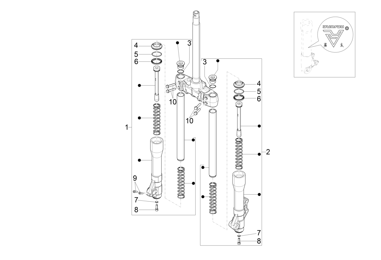 Exploded view Fork's Components (mingxing)