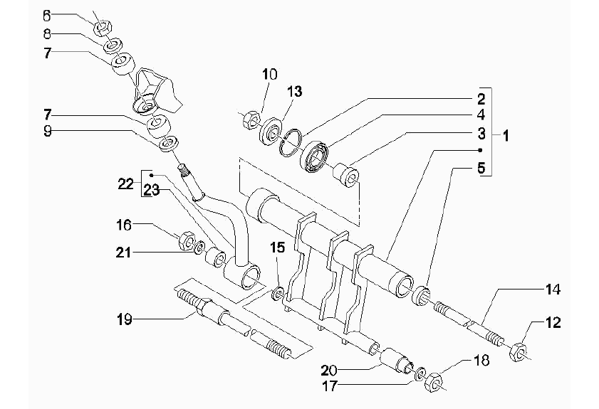 Exploded view Schwingarm