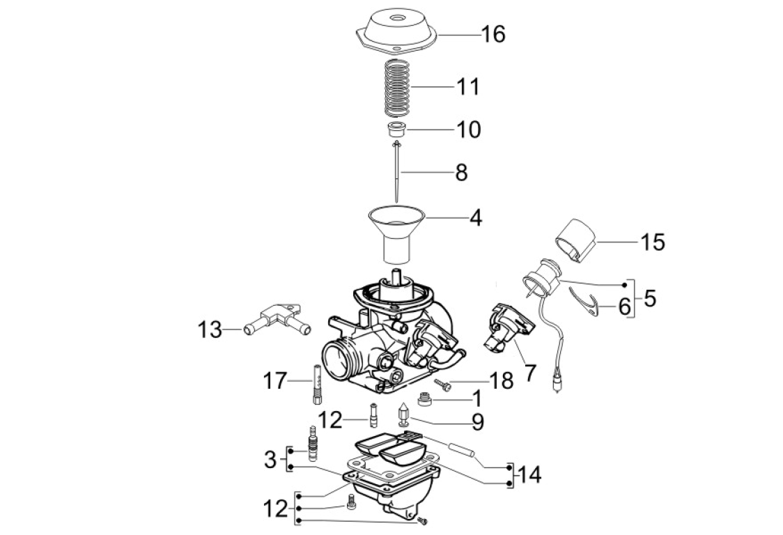 Exploded view Parti carburatore- Starter elettrico