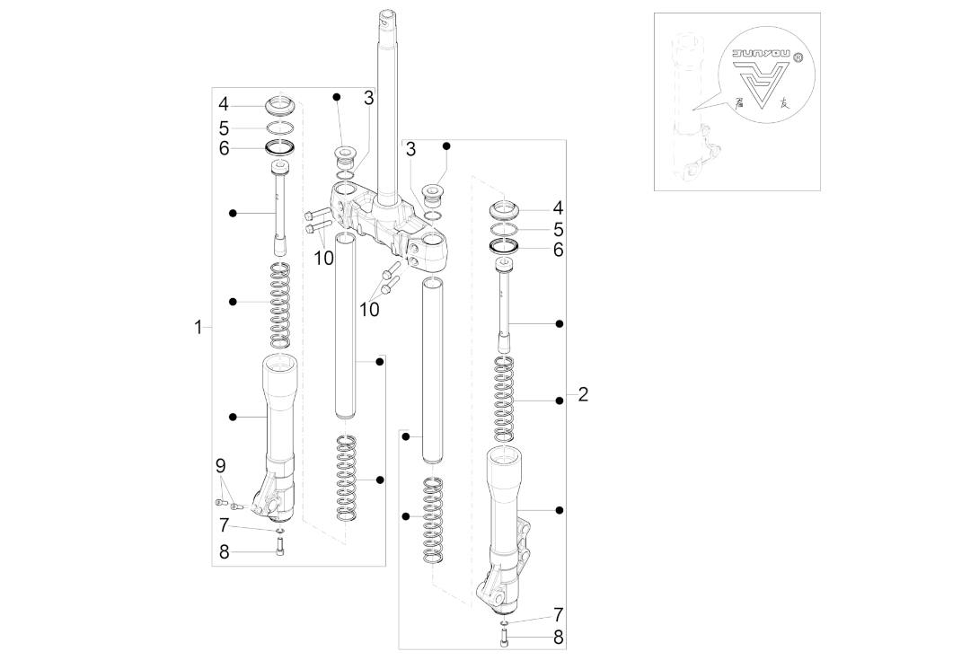 Exploded view Vorkdelen (mingxing)