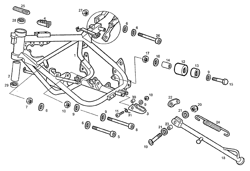 Exploded view Chasis - caballete lateral