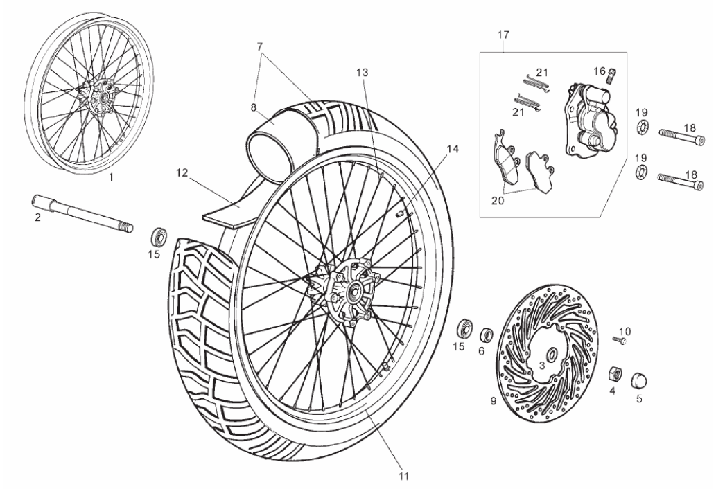 Exploded view Roue avant - Jante