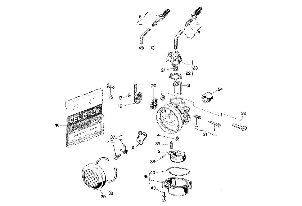Exploded view Carburateuronderdelen Dell'orto SHA 16.16 (Cod. 2150)