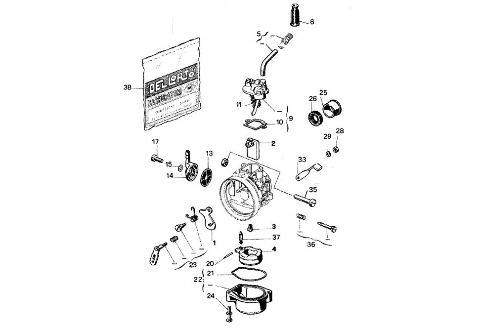 Exploded view Pièces carburateur Dell'orto SHA 14/9P (Cod. 2257)