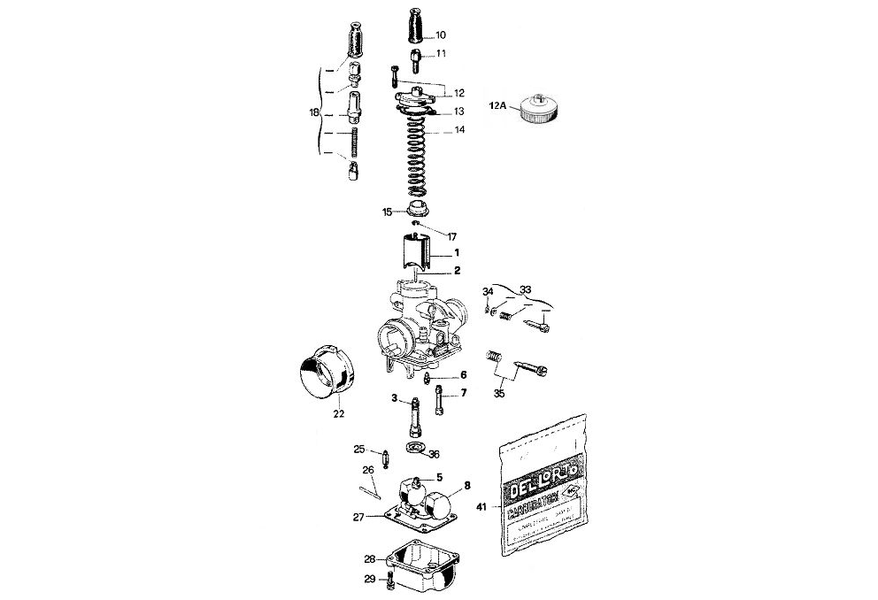 Exploded view Carburetor parts Dell'orto PHBG 19 DS (Cod. 2631)