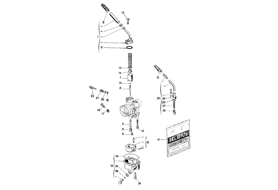 Exploded view Carburateuronderdelen Dell'orto PHBN 12 HS (Cod. 3046)